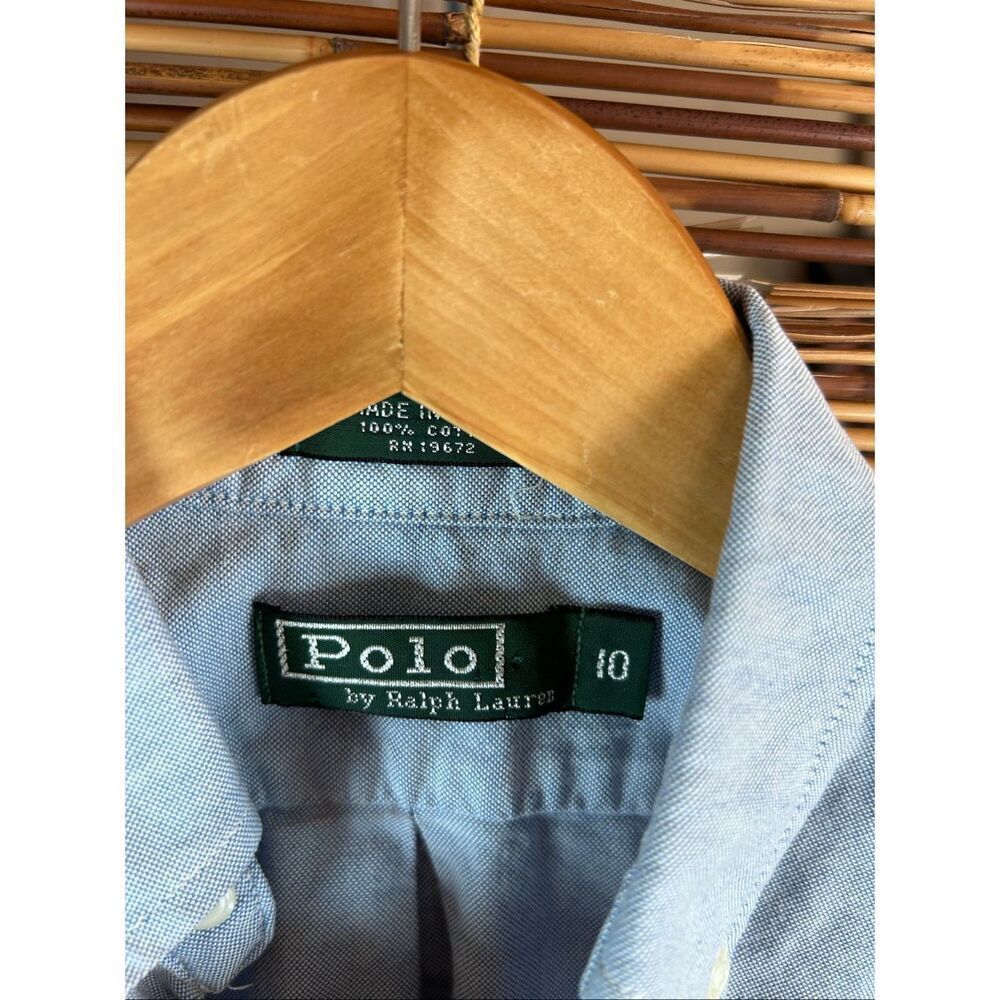 Polo Ralph Lauren Youth Size 10 Made in USA Light Blue long sleeve button Shirt - Picture 4 of 6